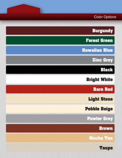 Metal on Metal Shed color sheet.
